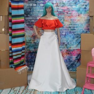 JOVANI 2pc Crop Top Tangerine Queen! #49923